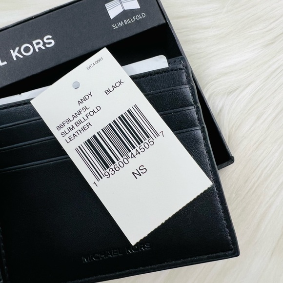Michael Kors Andy Slim Billfold Wallet Black Saffiano Leather Gift Box - Picture 7 of 9